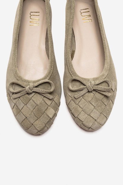03 - Green Genuine Suede Leather Ballet Flat (Women)