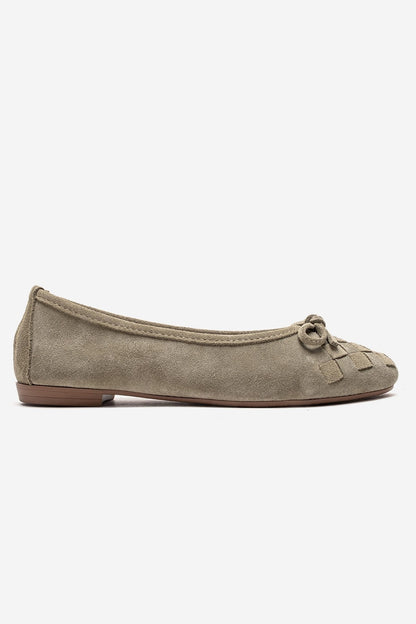 03 - Green Genuine Suede Leather Ballet Flat (Women)
