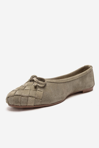 03 - Green Genuine Suede Leather Ballet Flat (Women)