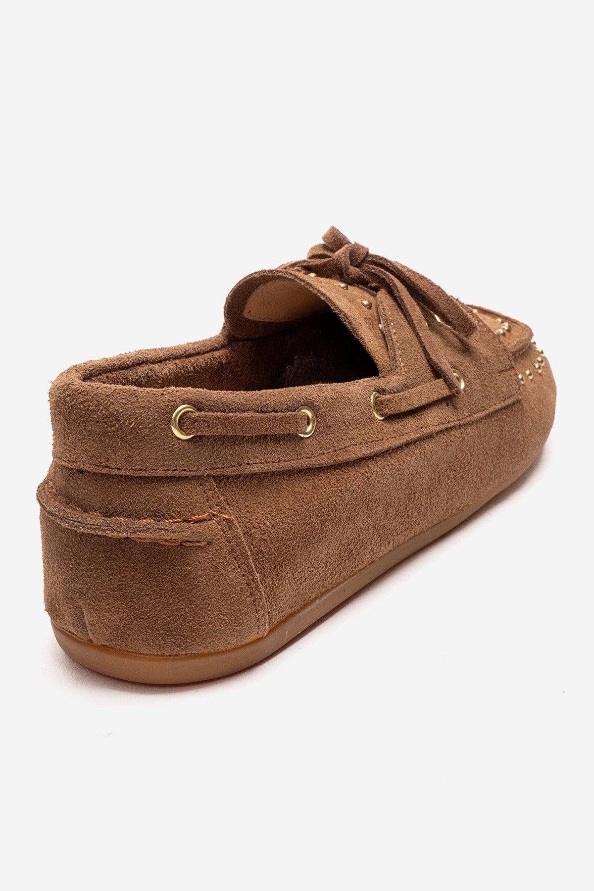 CUESTA - Mocasín de cuero genuino color topo (mujer)