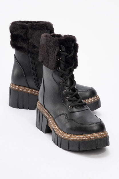 Faith - Bota Chunky de Pelo Sintético Negra (Mujer)