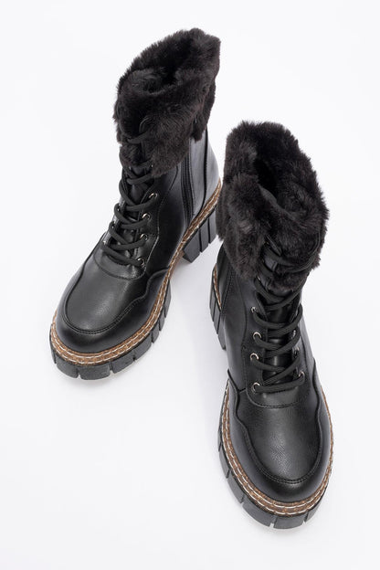 Faith - Bota Chunky de Pelo Sintético Negra (Mujer)