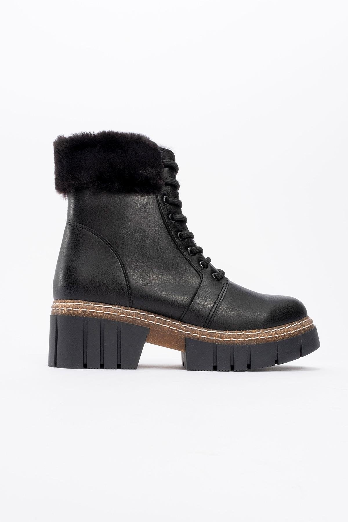 Faith - Bota Chunky de Pelo Sintético Negra (Mujer)