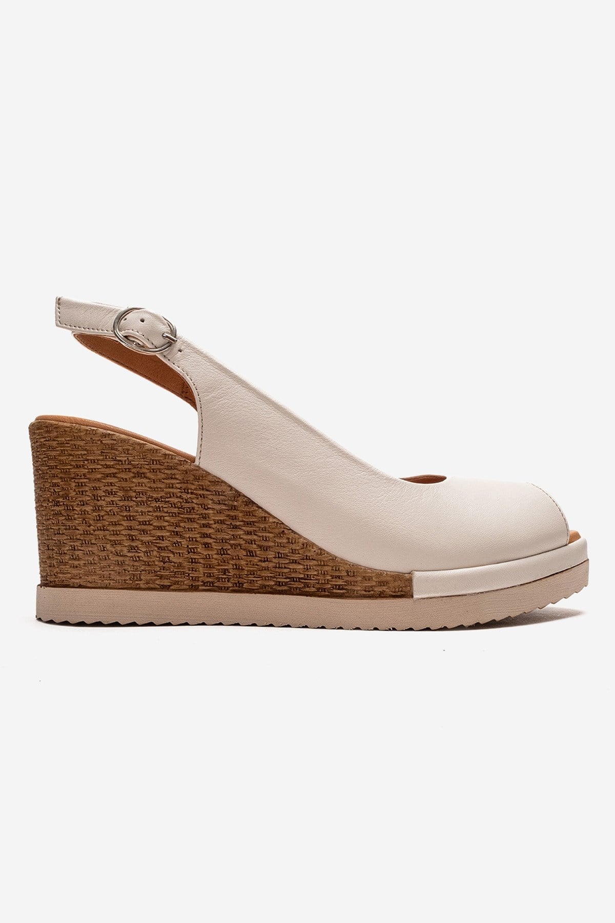 HELINA - Beige Genuine Leather Wedge Sandal (Women)