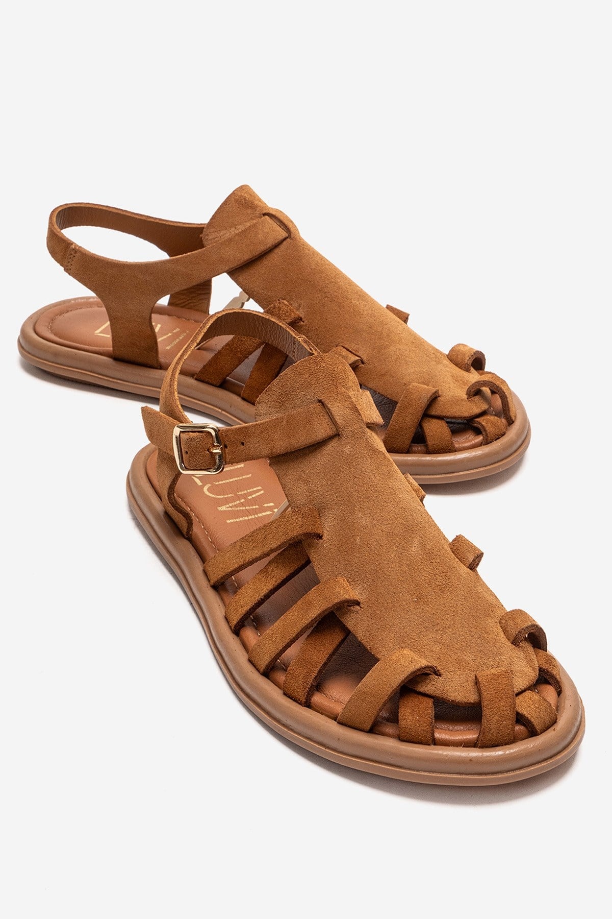 ALONE - Camel Genuine Leather Gladiator Sandal (Women)