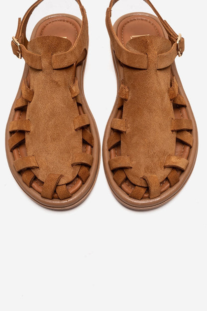 ALONE - Camel Genuine Leather Gladiator Sandal (Women)
