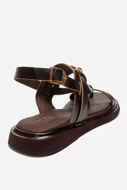 FABIANA - Brown Genuine Leather Thong Sandal (Women)