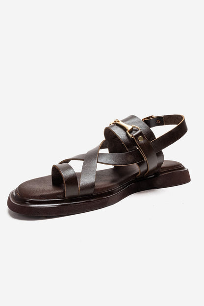 FABIANA - Brown Genuine Leather Thong Sandal (Women)