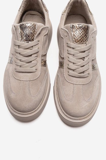 IVARA - Beige Suede Genuine Leather Everyday Sneaker (Women)