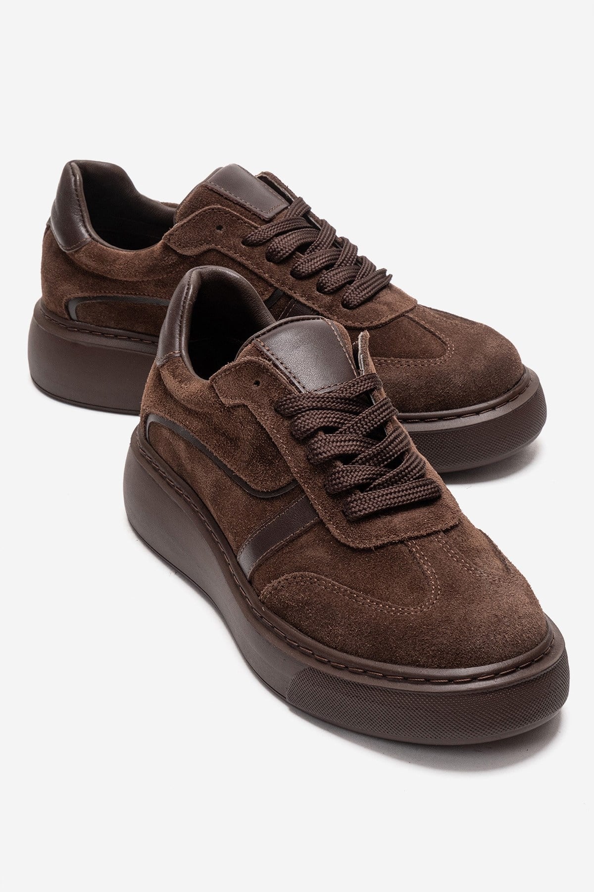 IVARA - Zapatilla de piel genuina de ante marrón para el día a día (mujer)