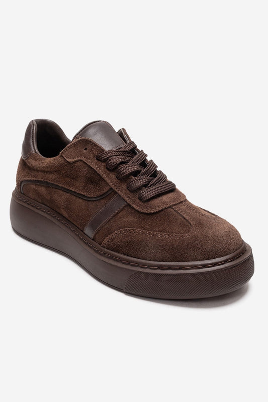 IVARA - Zapatilla de piel genuina de ante marrón para el día a día (mujer)