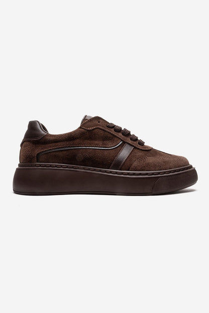 IVARA - Zapatilla de piel genuina de ante marrón para el día a día (mujer)