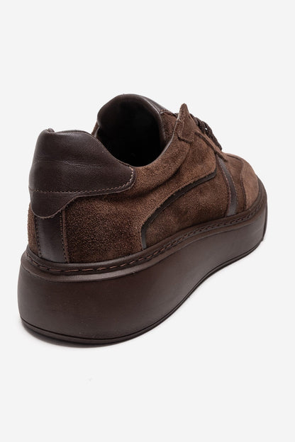 IVARA - Zapatilla de piel genuina de ante marrón para el día a día (mujer)