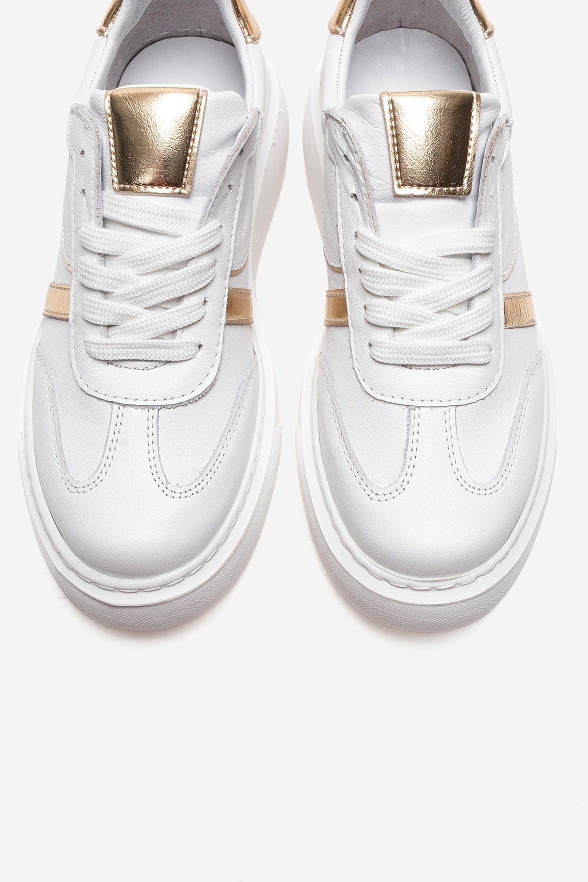 IVARA - White And Gold Genuine Leather Everyday Sneaker (Women)