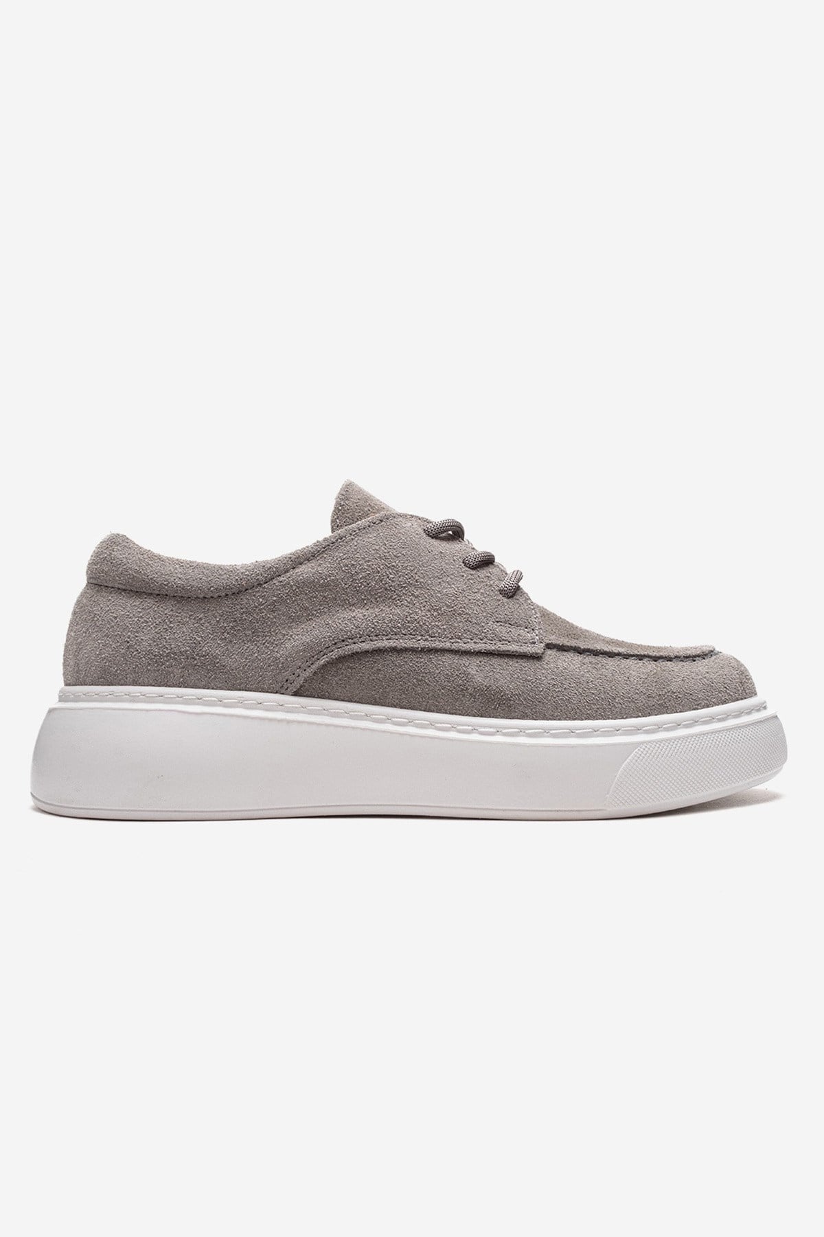 MAREON - Gray Suede Genuine Leather Lace-Up Sneaker (Women)