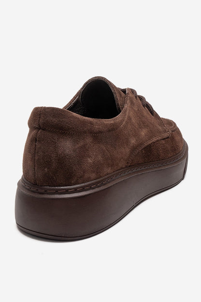 MAREON - Zapatilla de cordones de ante marrón de piel auténtica (Mujer)