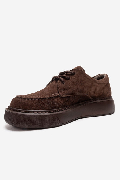 MAREON - Zapatilla de cordones de ante marrón de piel auténtica (Mujer)