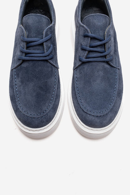 MAREON - Denim Blue Genuine Leather Lace-Up Daily Shoe (Women)