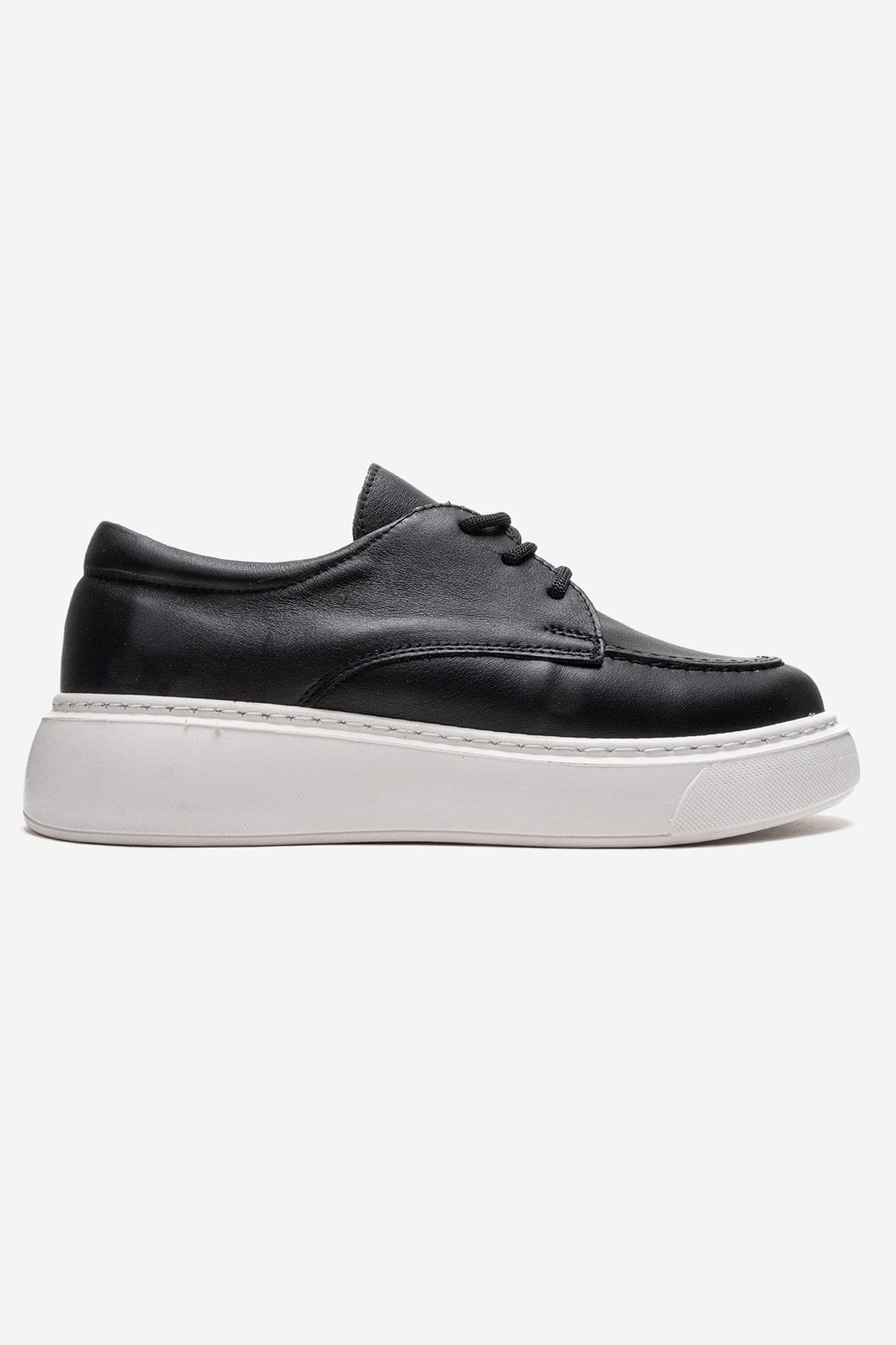 MAREON - Zapatos Diarios de Cuero Genuino Negro con Cordones (Mujer)