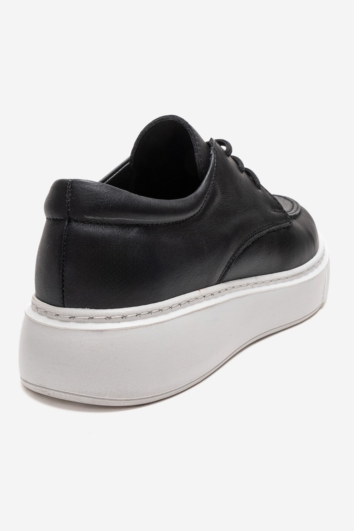 MAREON - Zapatos Diarios de Cuero Genuino Negro con Cordones (Mujer)