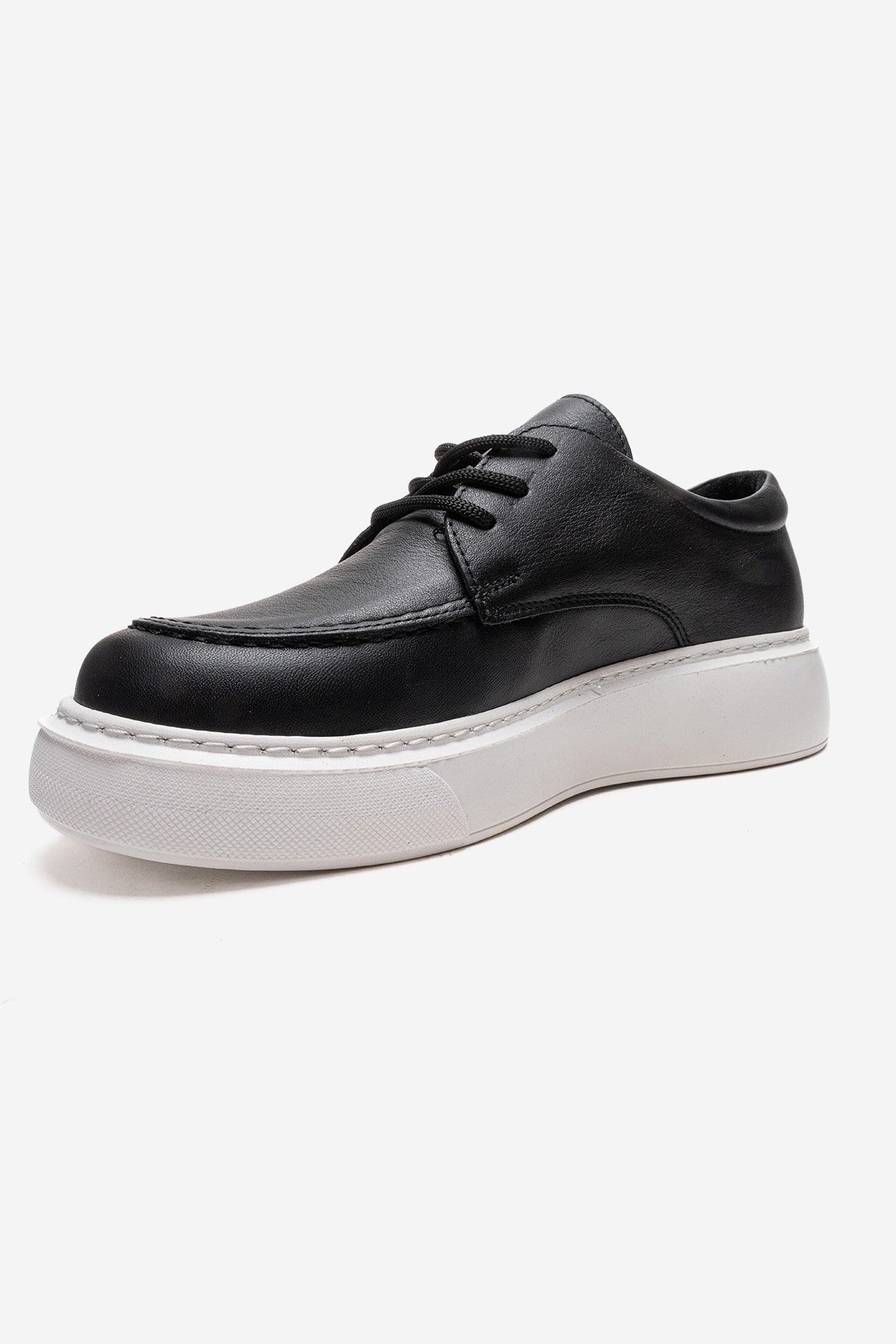 MAREON - Zapatos Diarios de Cuero Genuino Negro con Cordones (Mujer)