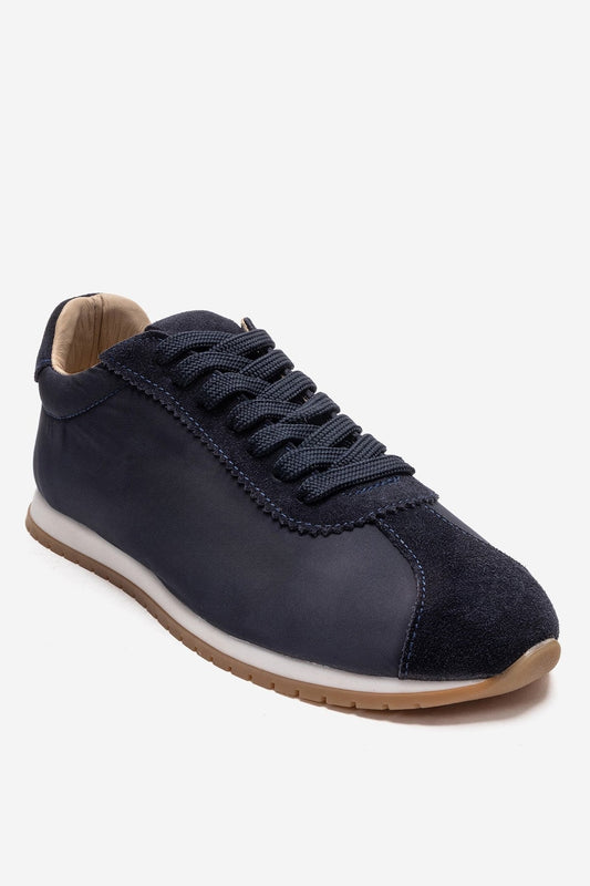UNICA - Zapatilla de Cuero Genuino Azul Marino (Mujer)