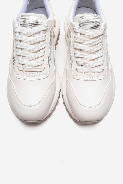 WHISPER - White Leather-Look Chunky Platform Everyday Sneaker (Women)