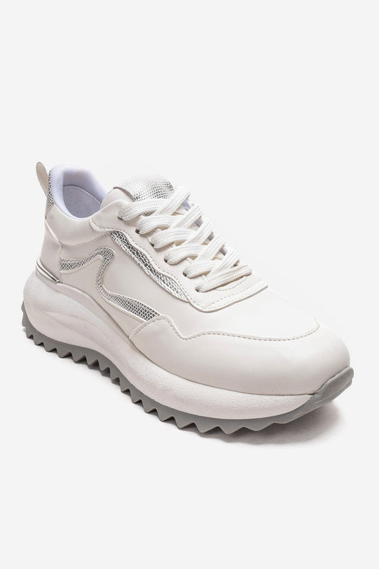 WHISPER - Zapatilla deportiva diaria con plataforma gruesa efecto piel blanca (Mujer)