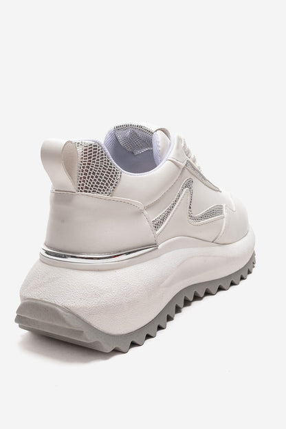 WHISPER - White Leather-Look Chunky Platform Everyday Sneaker (Women)