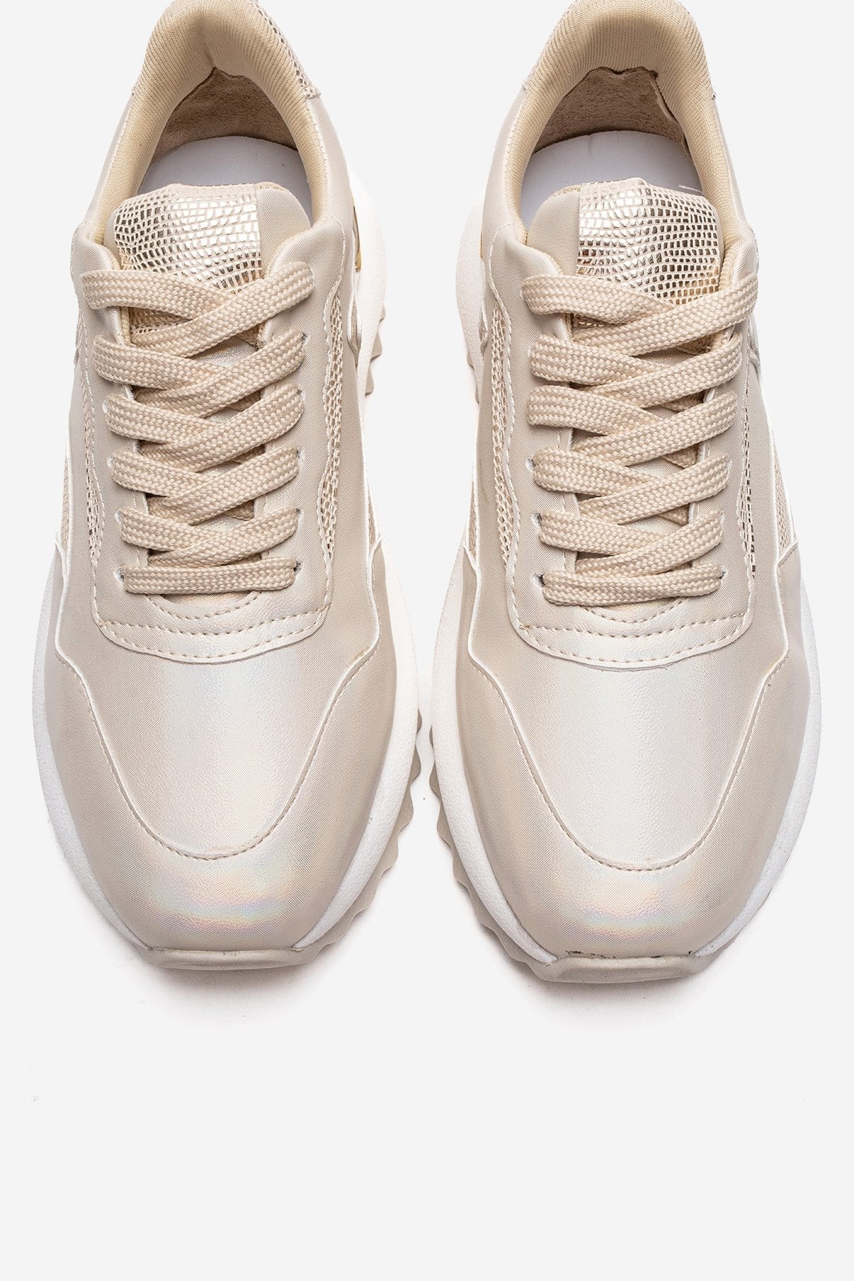 WHISPER - Beige Glitter Chunky Platform Everyday Sneaker (Women)