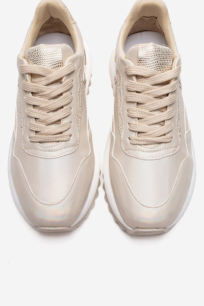 WHISPER - Beige Glitter Chunky Platform Everyday Sneaker (Women)