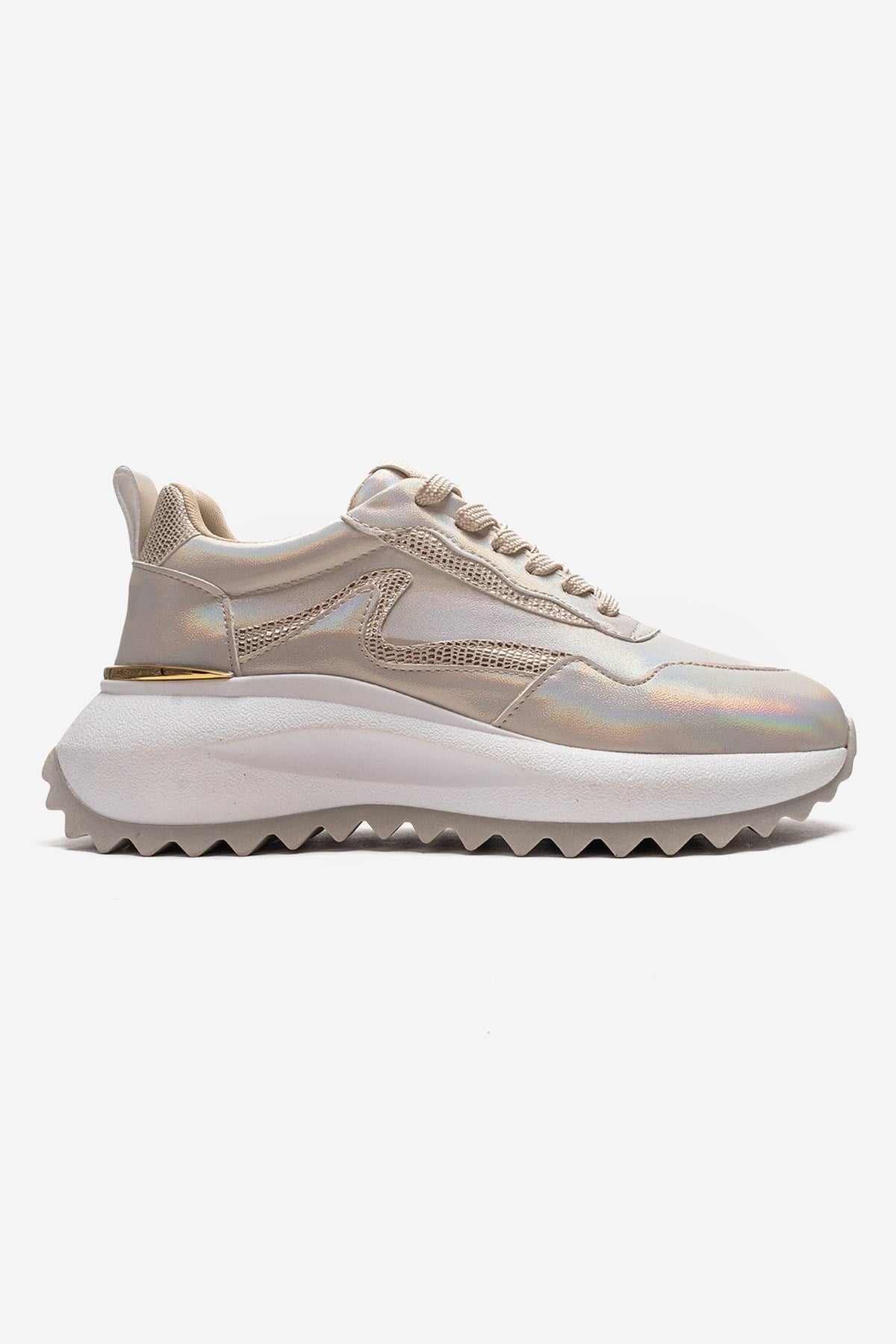 WHISPER - Beige Glitter Chunky Platform Everyday Sneaker (Women)
