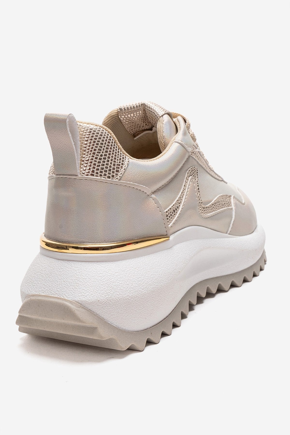 WHISPER - Beige Glitter Chunky Platform Everyday Sneaker (Women)