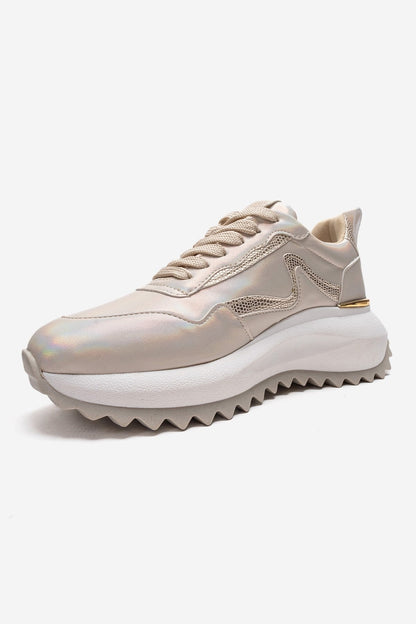 WHISPER - Beige Glitter Chunky Platform Everyday Sneaker (Women)