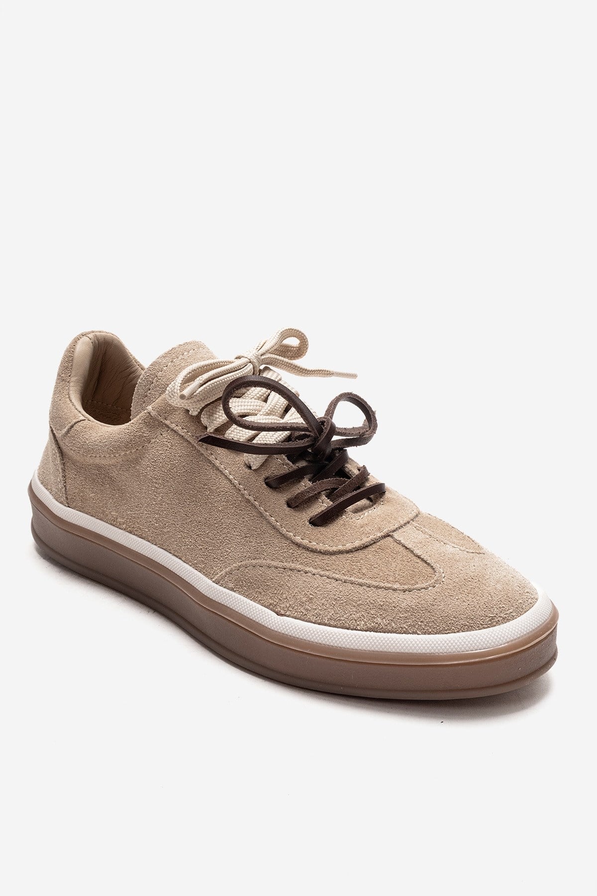 MELLE - Zapatilla Informal de Piel de Ante Genuina Beige (Mujer)