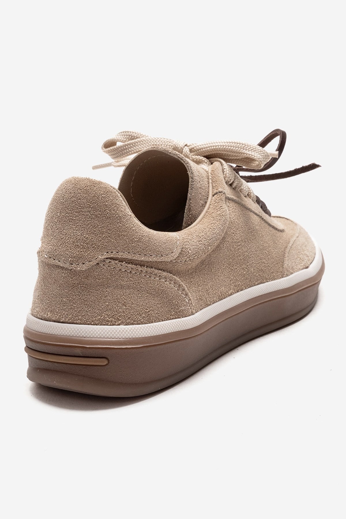 MELLE - Zapatilla Informal de Piel de Ante Genuina Beige (Mujer)