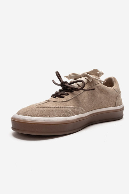 MELLE - Zapatilla Informal de Piel de Ante Genuina Beige (Mujer)