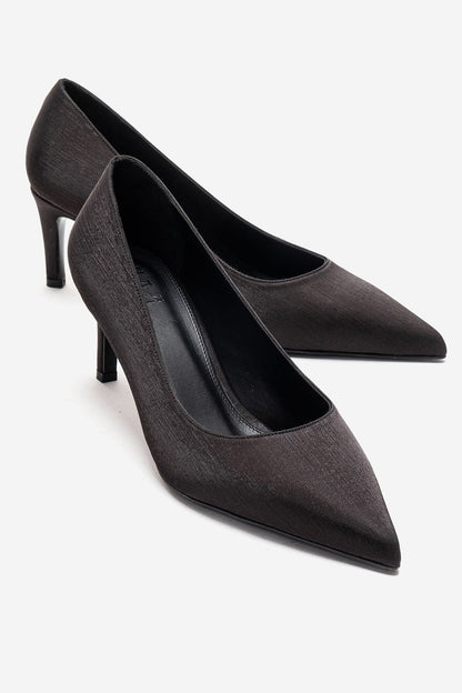 VELMIRA - Black Satin Stiletto Pump (Women)