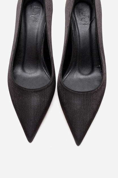 VELMIRA - Black Satin Stiletto Pump (Women)