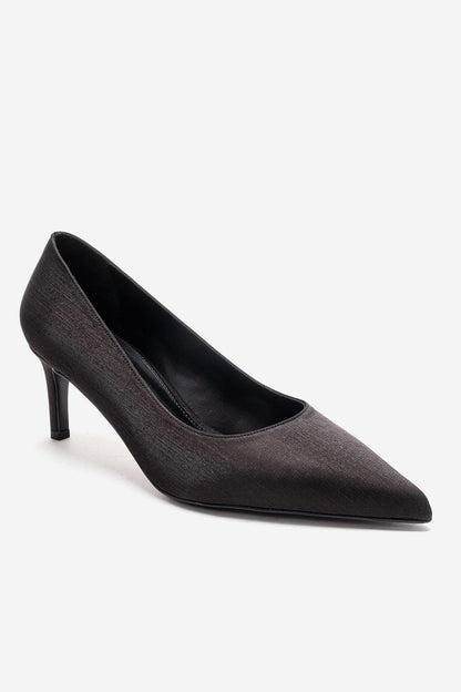 VELMIRA - Black Satin Stiletto Pump (Women)