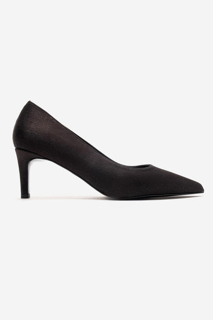 VELMIRA - Black Satin Stiletto Pump (Women)
