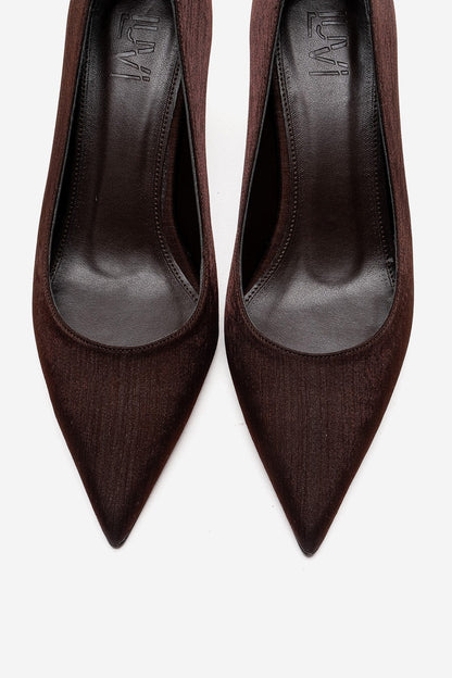 VELMIRA - Brown Satin Stiletto Pump (Women)