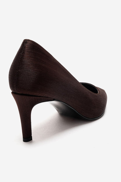 VELMIRA - Brown Satin Stiletto Pump (Women)