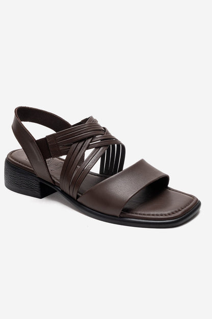 LIVELLO - Brown Genuine Leather Multi-Strap Sandal (Women)