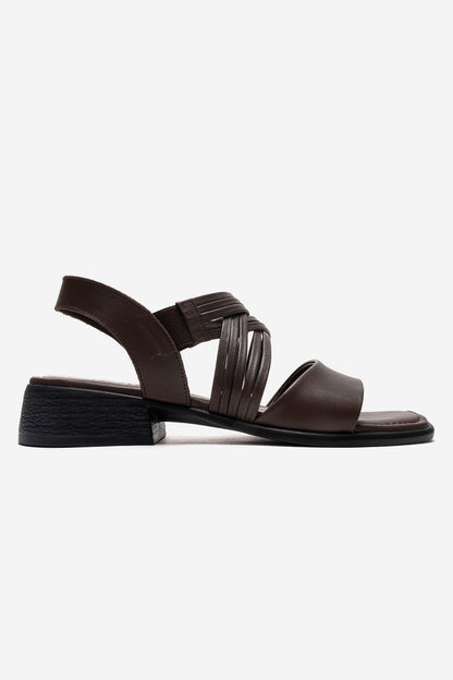 LIVELLO - Brown Genuine Leather Multi-Strap Sandal (Women)