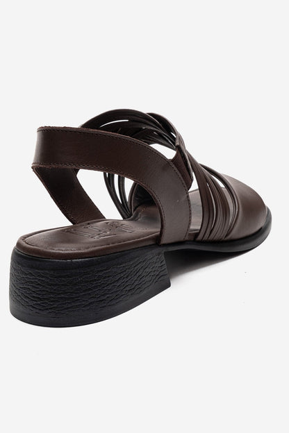 LIVELLO - Brown Genuine Leather Multi-Strap Sandal (Women)