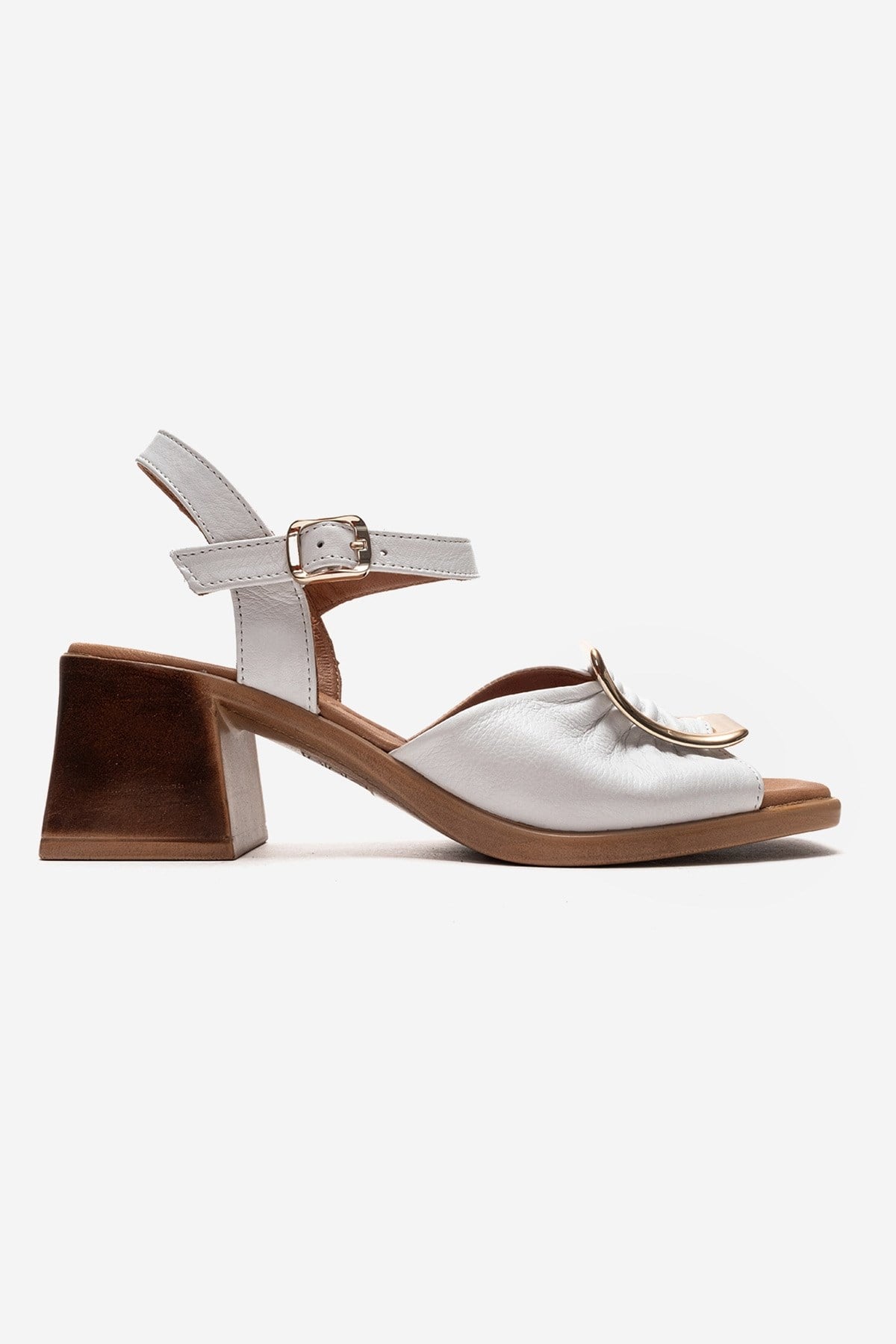 ASHA - White Genuine Leather Block Heel Sandal (Women)