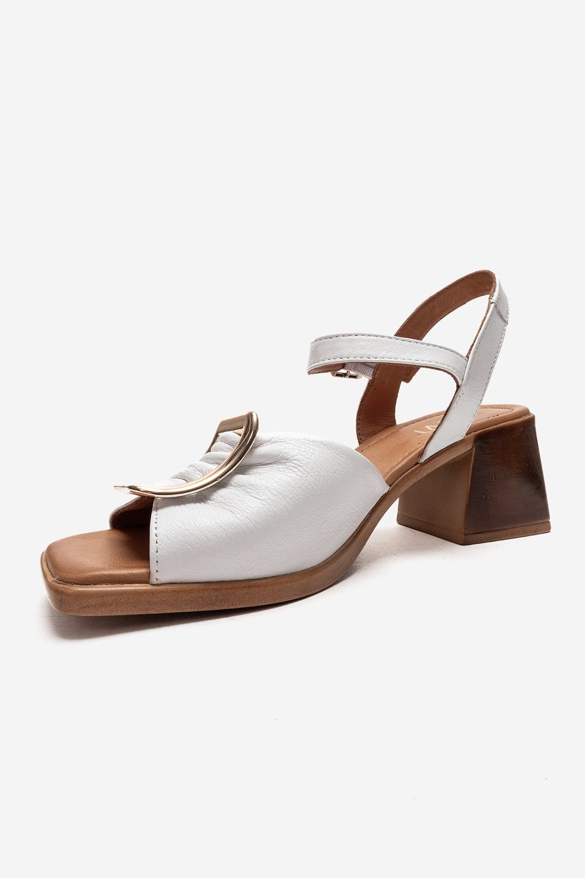 ASHA - White Genuine Leather Block Heel Sandal (Women)