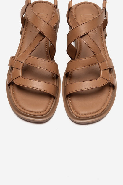 Laveda - Cognac Genuine Leather Sandal (Women)