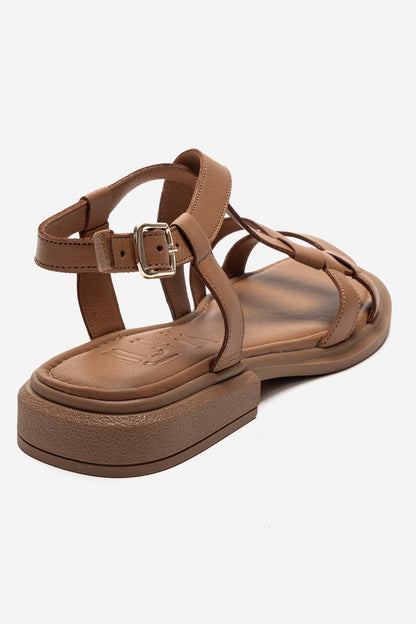 Laveda - Cognac Genuine Leather Sandal (Women)